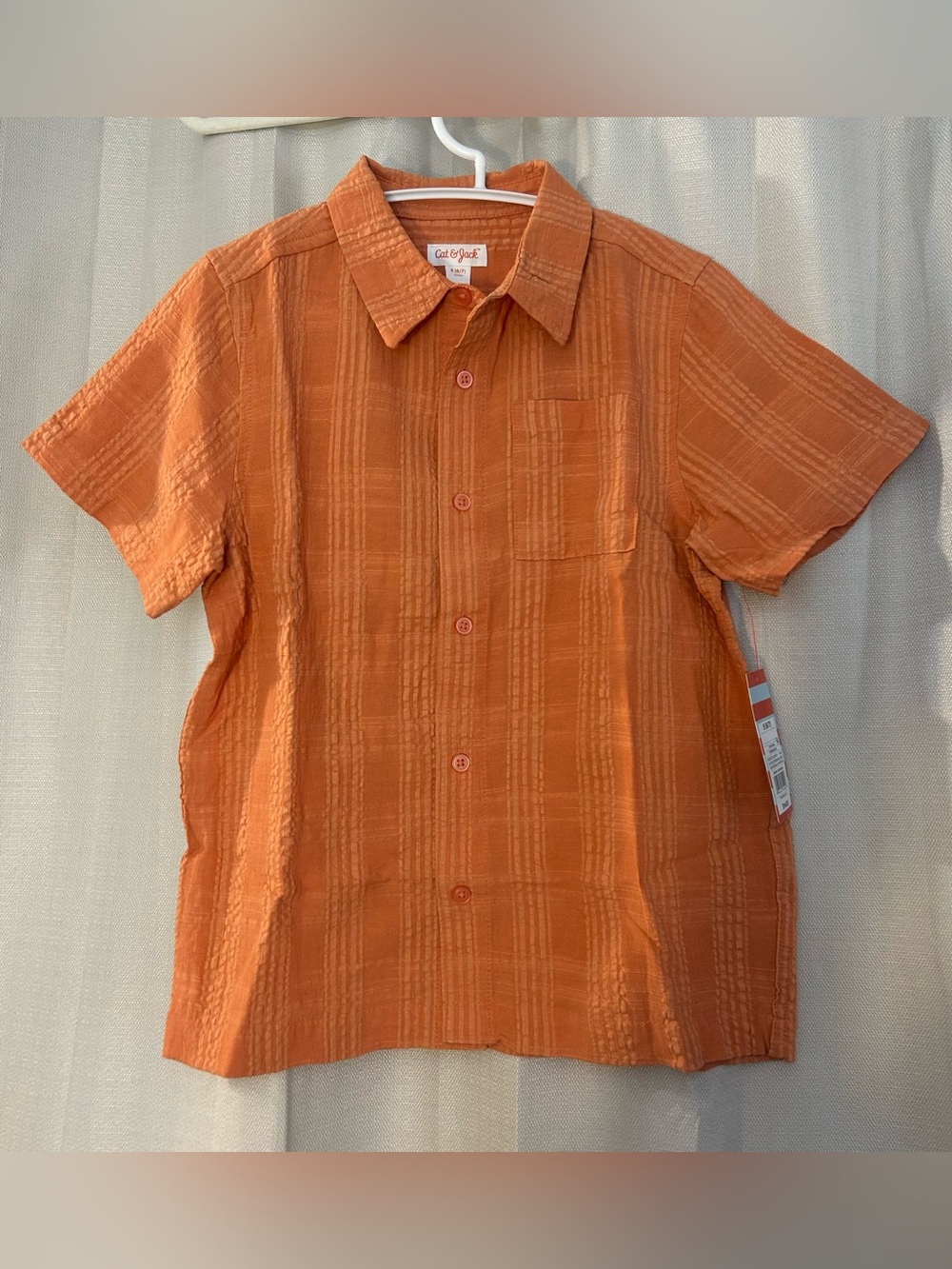 Cat & Jack Boys' Short-Sleeve Solid Textured Button-Down Shirt